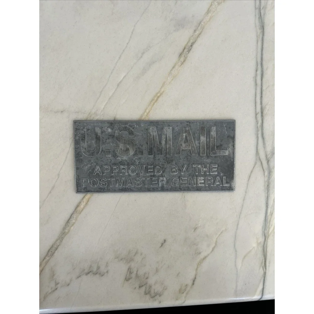Vintage U.S. Mail Approved by Postmaster General Metal Plaque Sign USPS Mailbox